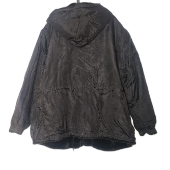 Vintage NY CLASSICS Black Faux Fur Reversible Silk Coat Womens Plus Size 3X - Picture 4 of 8